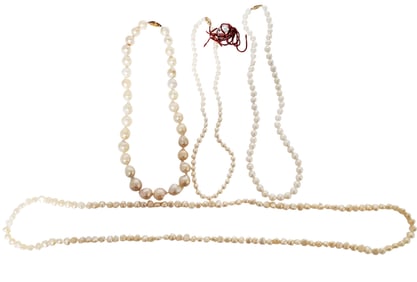 LOT OF (4) LADYS PEARL NECKLACES