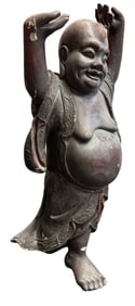 CHINESE POLYCHROME 19TH C. STANDING BUDDHA