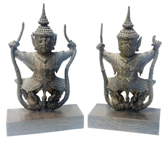 PAIR OF THAI CAST METAL BOOKENDS