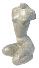 MODERN CARVED STONE STATUE OF WOMAN