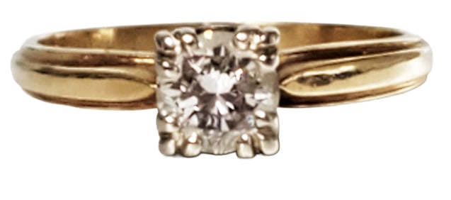 14KT Y.G. RING W/ CLEAR STONE