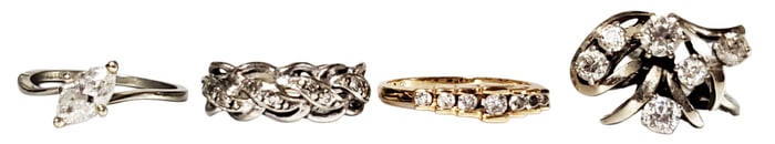 LOT (4) 18KT-14KT Y.G. DIAMOND RINGS