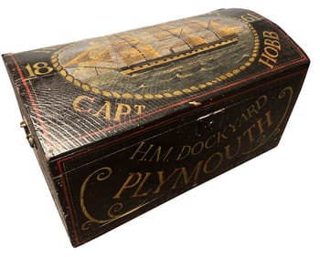 AMERICAN FOLK ART PAINTED DOME TOP TRUNK (1861)