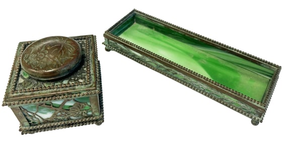 TIFFANY STUDIOS, N.Y. (2) PC. DESK SET