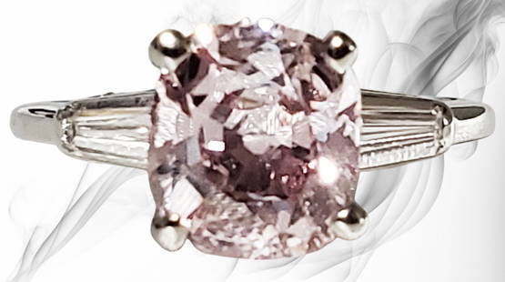 NATURAL FANCY PINK 2.14 CTS. DIAMOND W/ G.I.A.: G.I.A. Certificate #5232567339 Shape- Cushion Modified Brilliant Weight- 2.14 CTS. Color- Natural Clarity Grade-I1