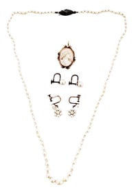 LOT OF VINTAGE 10KT & SILVER PEARL JEWELRY