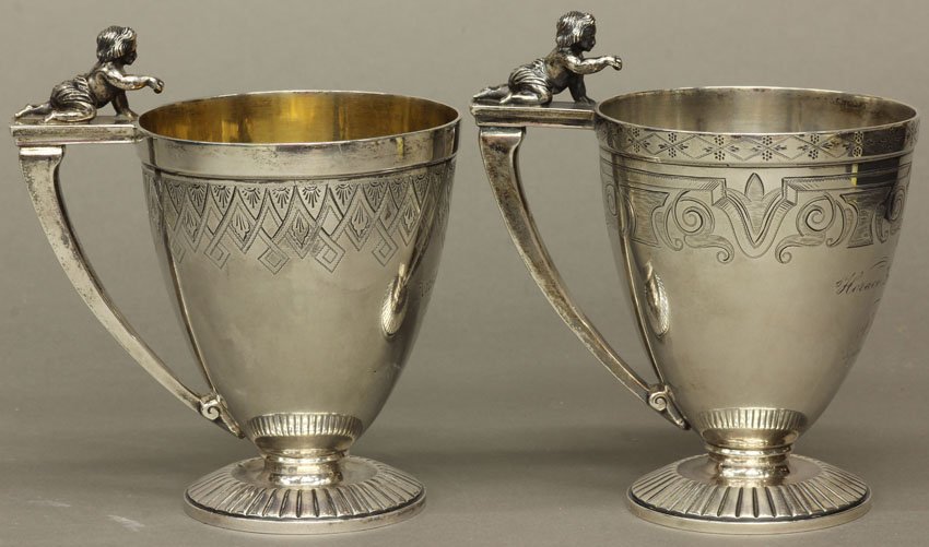 LOT OF (2) STERLING SILVER PRESENTATION CUPS weight- 13: LOT OF (2) STERLING SILVER PRESENTATION CUPS weight- 13.5 troy oz. height- 5"