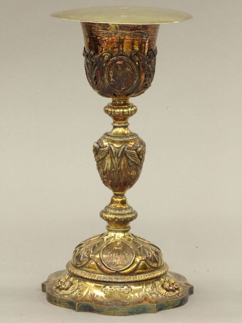 CONTINENTAL SILVER CHALICE circa mid to late 19th centu: CONTINENTAL SILVER CHALICE circa mid to late 19th century height- 11" weight- 19 troy oz.