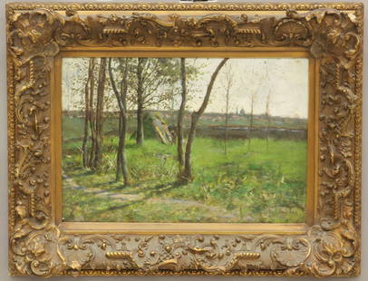 LEE LASH (1864-1935) OIL ON BOARD, Landscape sight- 12": LEE LASH (1864-1935) OIL ON BOARD, Landscape sight- 12" x18"
