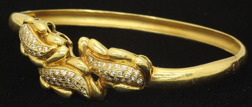 LADIES 14KT AND DIAMOND BRACELET weight- 28 grams: LADIES 14KT AND DIAMOND BRACELET weight- 28 grams