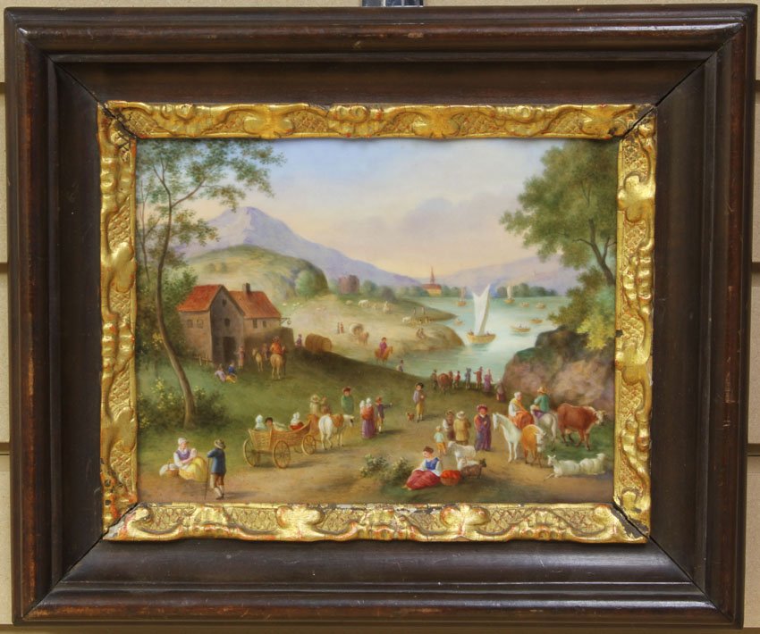 CONTINENTAL PORCELAIN PAINTED PLAQUE circa 19th century: CONTINENTAL PORCELAIN PAINTED PLAQUE circa 19th century sight- 6" x 7 3/4"