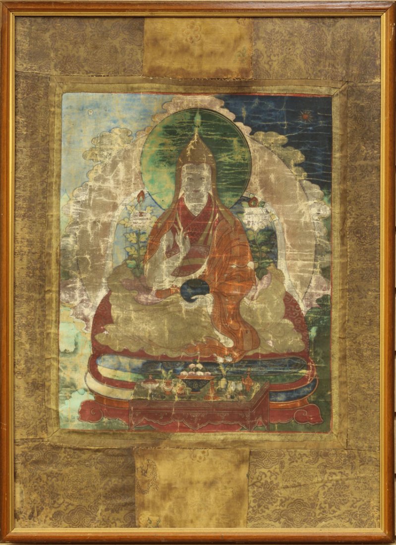 EARLY 19TH CENTURY TANKA sight- 13" x 16": EARLY 19TH CENTURY TANKA sight- 13" x 16"