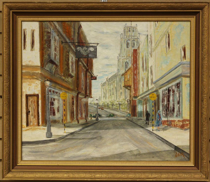 EUROPEAN OIL ON CANVAS signed WEIR sight- 20" x 24": EUROPEAN OIL ON CANVAS signed WEIR sight- 20" x 24"