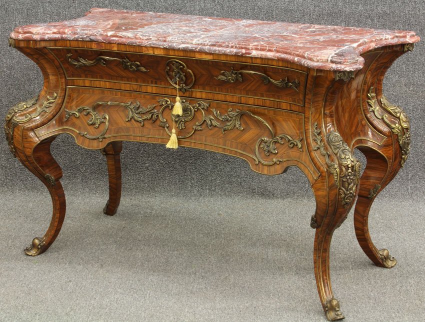 LOUIS XV STYLE MARBLE TOP DRESSER height- 37", width- 5: LOUIS XV STYLE MARBLE TOP DRESSER height- 37", width- 55"