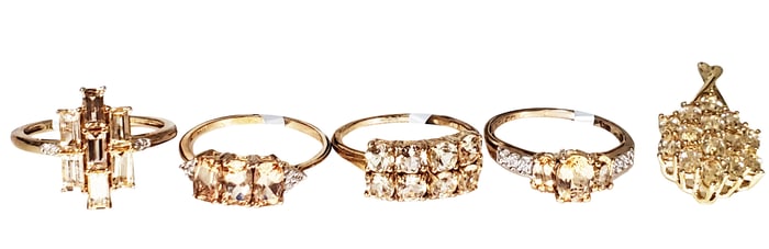 LADYS 10KT Y.G. RINGS- LOT OF (5)