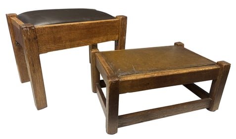 MISSION OAK ARTS AND CRAFTS FOOT STOOLS-(2)