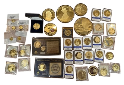 LOT OF (37) AMERICAN REPLICA MEDALLIONS