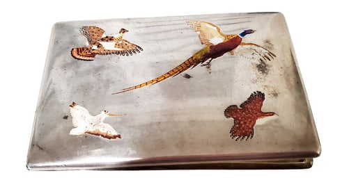 VINTAGE SILVER ENAMELED COMPACT