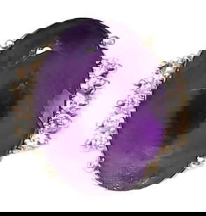 LADYS AMETHYST & DIAMOND 14KT RING: Ring size- 7.5 Weight- 13.1 grams Shipping U.S. $20 plus insurance