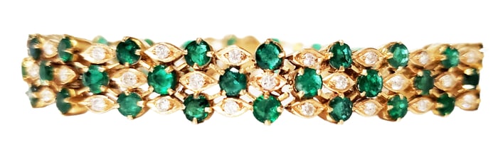 LADYS 22KT EMERALD & DIAMOND BRACELET