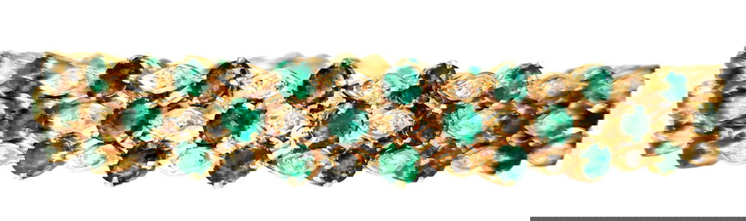 LADYS 14KT EMERALD & DIAMOND BRACELET: Weight- 22.7 grams Length- 7" Condition- latch piece is separated- see photoShipping U.S. $20 plus insurance