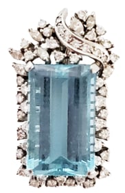 LADYS AQUAMARINE 18KT DIAMOND PENDANT