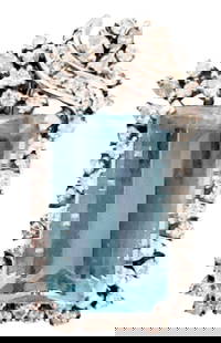 LADYS AQUAMARINE 18KT DIAMOND PENDANT: Weight- 17.5 grams Shipping U.S. $20 plus insurance