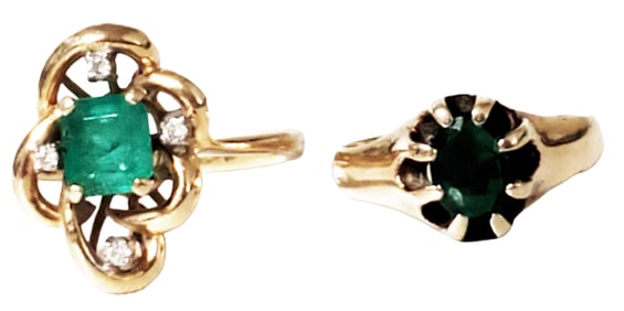LOT OF (2) 14KT EMERALD RINGS