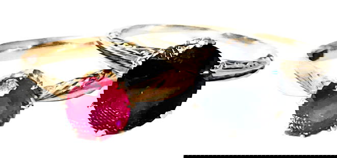 LOT OF (2) 14KT SAPPHIRE & RUBY RINGS: Weight- 4.8 grams Ring size- 5.25, 6.25 Shipping U.S. $20 plus insurance