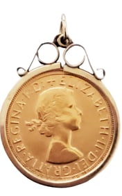 1963 GREAT BRITAIN GOLD COIN W/ 14KT BEZEL