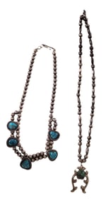 NATIVE AMERICAN SILVER SQUASH BLOSSOM NECKLACES