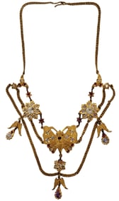 LADYS 18-22KT WHITE SAPPHIRE Y.G. NECKLACE