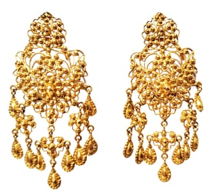 18KT Y.G SOUTHEAST ASIAN STYLE EARRINGS