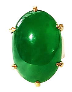 CHINESE IMPERIAL JADE CABACHON 18KT RING