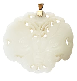 CHINESE WHITE JADE 19TH C. PENDANT
