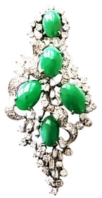 LADYS 14KT JADE & DIAMOND BROOCH