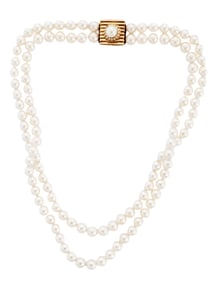 LADYS 18KT & DIAMOND PEARL NECKLACE