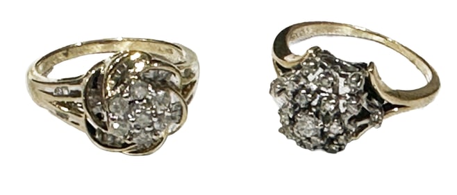 LADYS DIAMOND 14KT Y.G. RINGS- LOT OF (2)