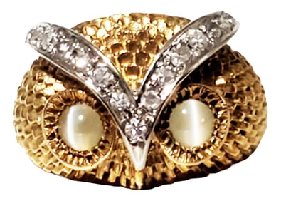 LADYS 18KT DIAMOND "OWL" FACE RING