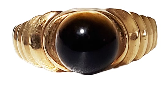 LADYS 14KT TIGER EYE Y.G. RING