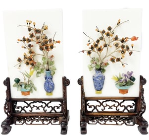 CHINESE QING DYNASTY ROSEWOOD TABLE SCREENS