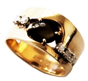 LADYS DIAMOND & TIGER EYE 14KT RING