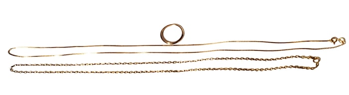 LOT OF 14KT NECKLACES & RING