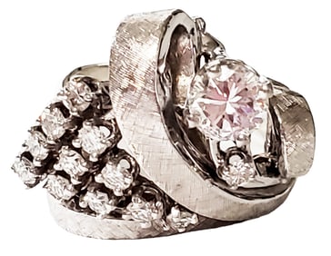 LADYS 14KT W.G. RING SET W/ DIAMONDS