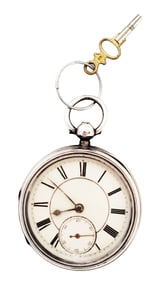 19TH C. SILVER KEY WIND POCKET WATCH