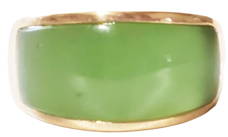 LADYS JADE 14KT SADDLE RING