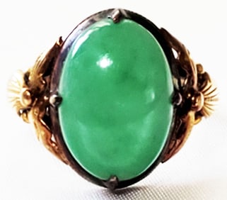 LADYS JADE GOLD RING