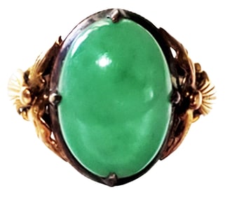 LADYS 18KT JADE GOLD RING