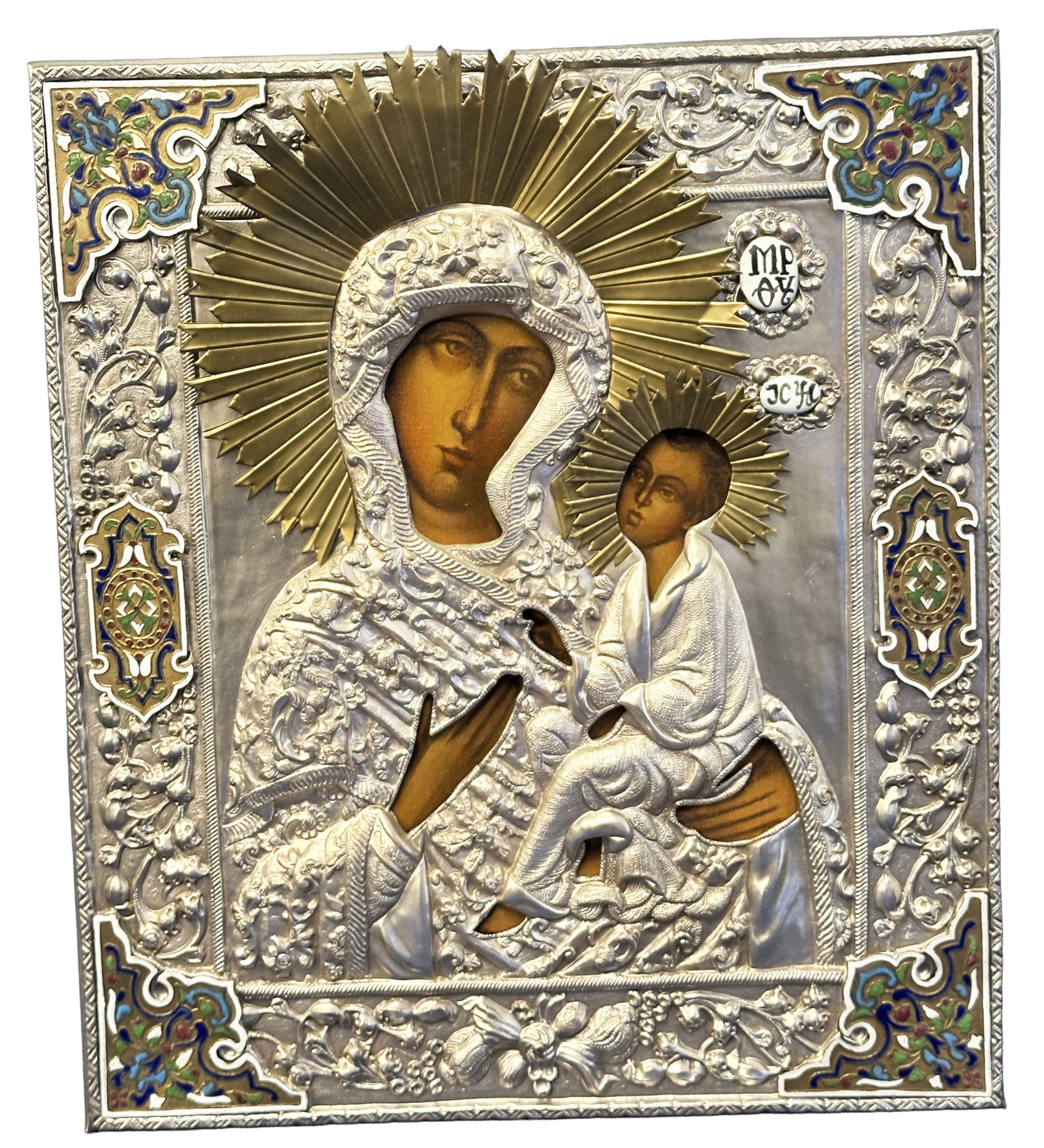 EASTERN RELIGIOUS ICON: Madonna & Child Overall- 10 1/2" x 16" Shipping U.S. $35 plus insurance