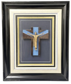 MID-CENTURY FRAMED CRUCIFIX